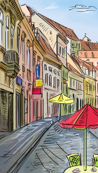 Kroatië stad straat - illustratie — Stockfoto