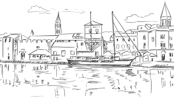 Croatia town street - sketch illustration — Stock Photo, Image