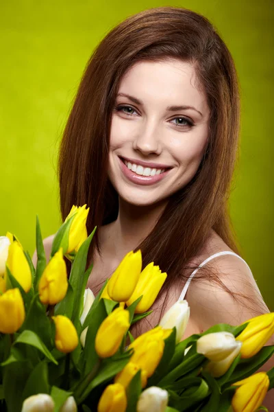 아름 다운 봄 여자 초상화입니다. 그린 개념 — 스톡 사진