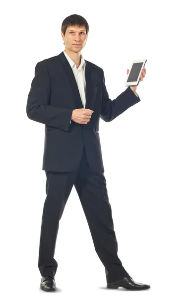 Jovem empresário usando um computador Tablet — Fotografia de Stock