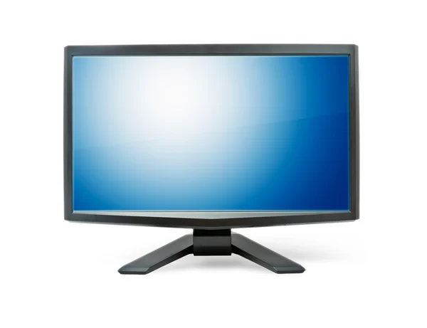 Computer monitor with blue flat wide screen — Stock Photo, Image