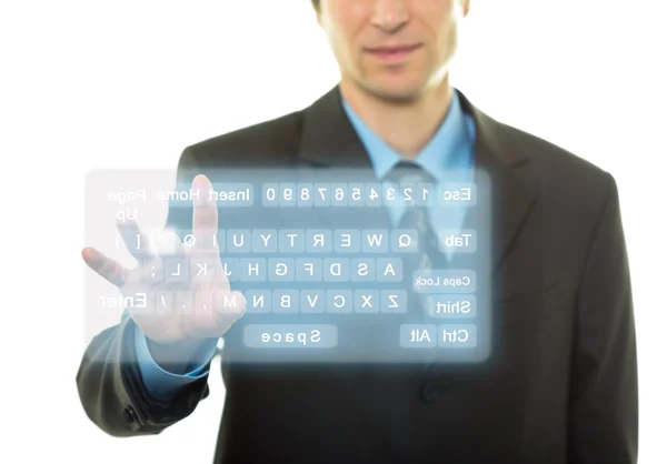 Businessman and virtual keyboard — Stock Photo, Image