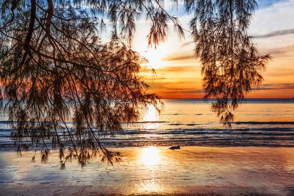 日落时的热带海滩. — 图库照片