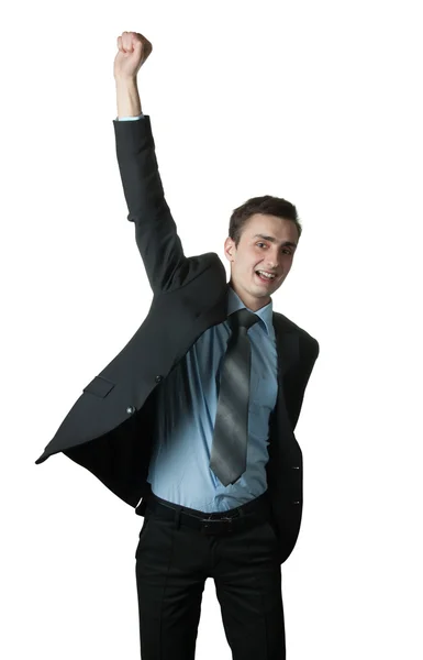 Genç adam başarı kutluyor heyecanlı — Stok fotoğraf
