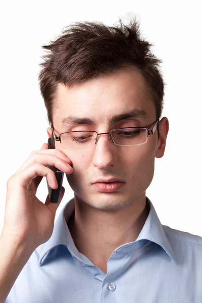 Jungunternehmer telefoniert mit dem Handy — Stockfoto