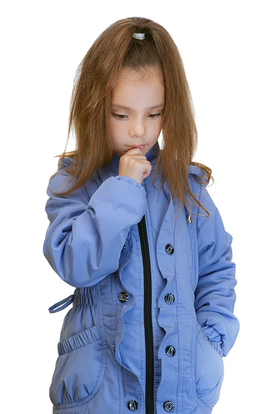 身穿蓝色上衣的女孩-学龄前儿童 — 图库照片