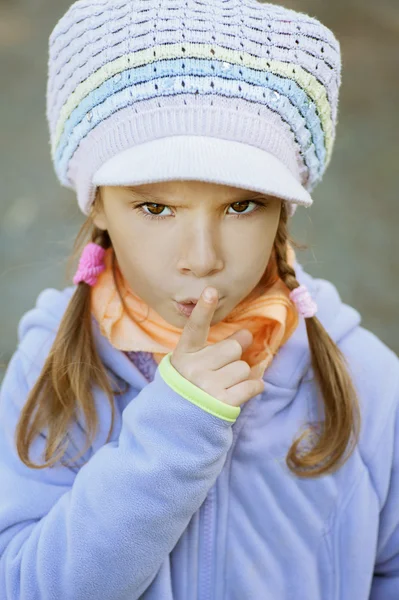 Girl-preschooler in blue jacket — Stock Photo, Image