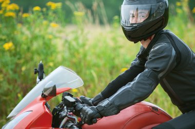 Man rides nice bike clipart