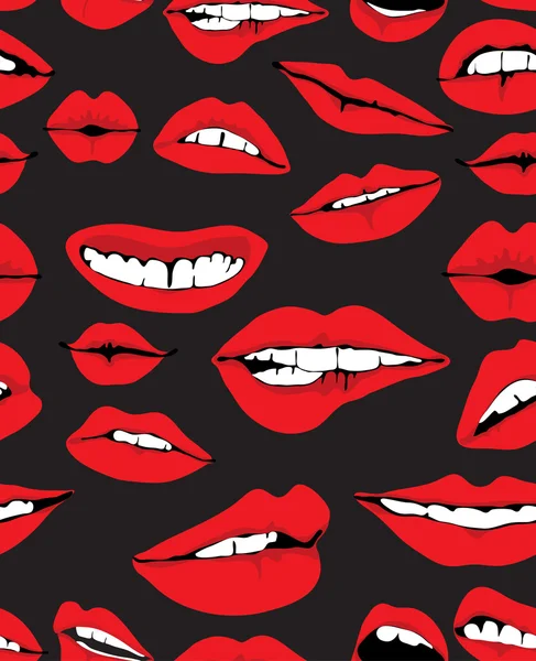 Naadloze achtergrond met verschillende rode lippen — Stockvector