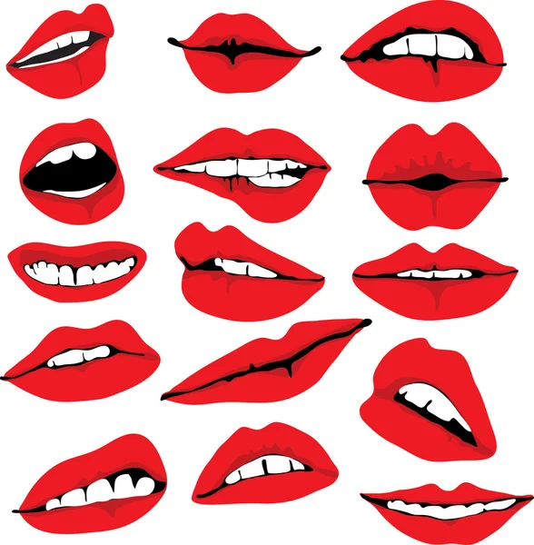 Set of different lips — Stock Vector