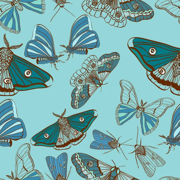 Fond sans couture avec mignon papillon de nuit — Image vectorielle