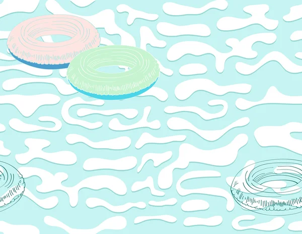 水とゴム製のリングのシームレスな背景 — ストックベクタ