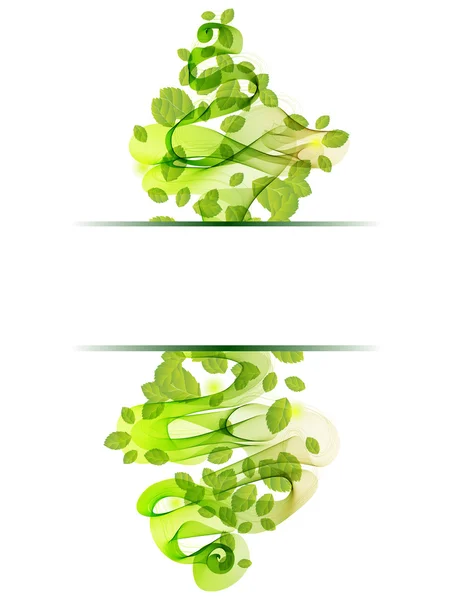 Sfondo astratto con foglie verdi fresche e onda — Vettoriale Stock