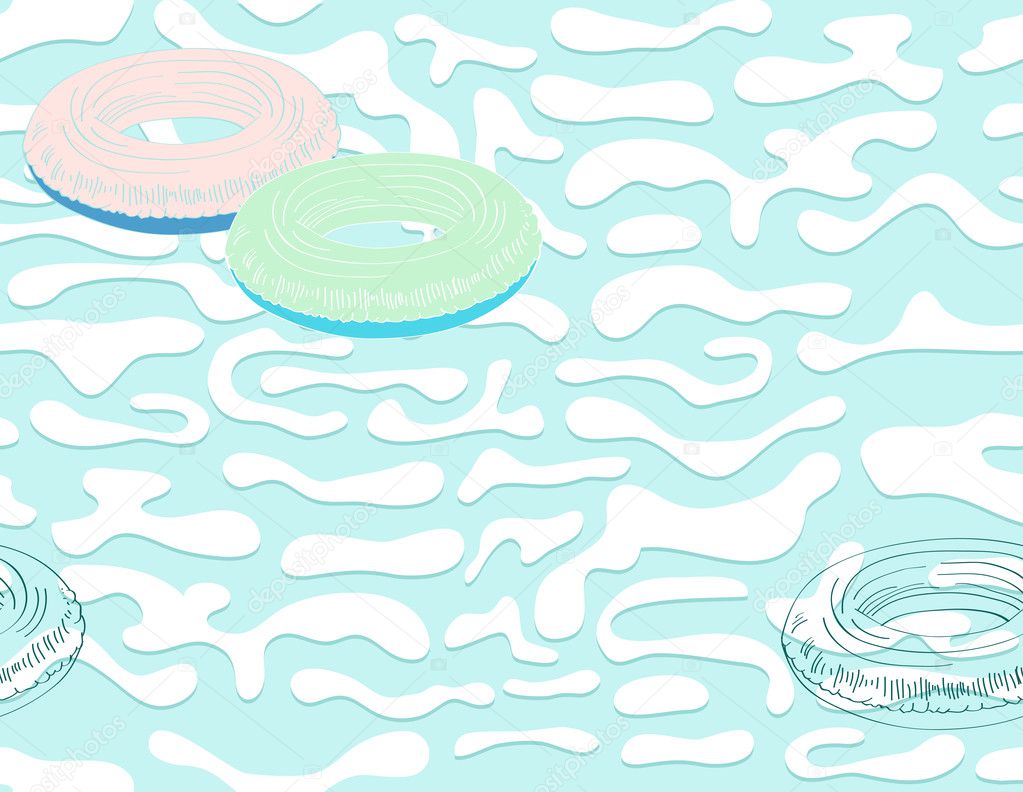 Seamless background with water and rubber ring
