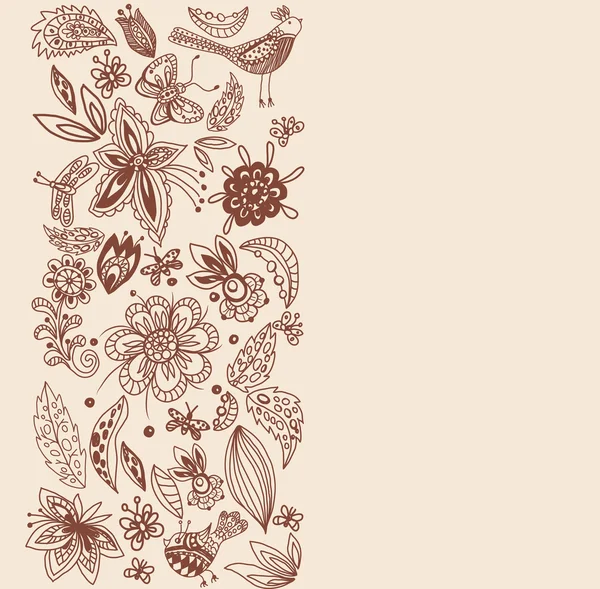 Elegante tarjeta floral, flores dibujadas a mano — Archivo Imágenes Vectoriales