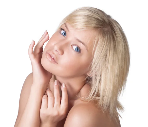 Krásná mladá dáma s blond vlasy portrét — Stock fotografie