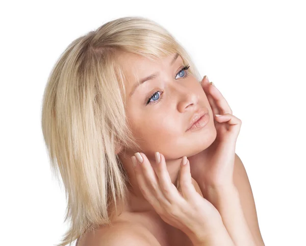 Krásná mladá dáma s blond vlasy portrét — Stock fotografie