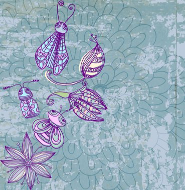 sevimli böcek ile eski grunge arka plan