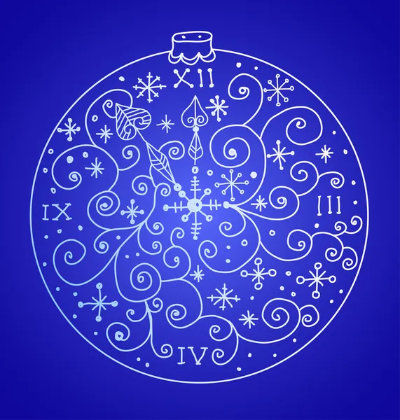 Kerstmis achtergrond met decoratieve klok — Stockvector