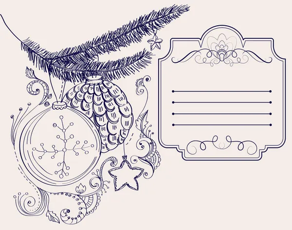 Tarjeta de Navidad dibujada a mano para el diseño de Navidad — Archivo Imágenes Vectoriales