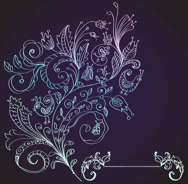 Fond floral élégant, fleur dessinée à la main — Image vectorielle