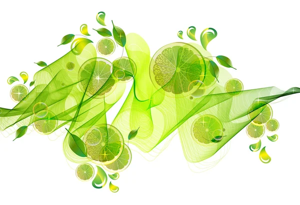 Lime juice plask med abstrakt våg — Stock vektor