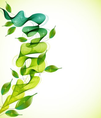 Abstract green background with wave and drops clipart