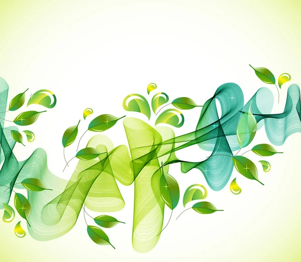 Fond vert abstrait avec vague et gouttes — Image vectorielle