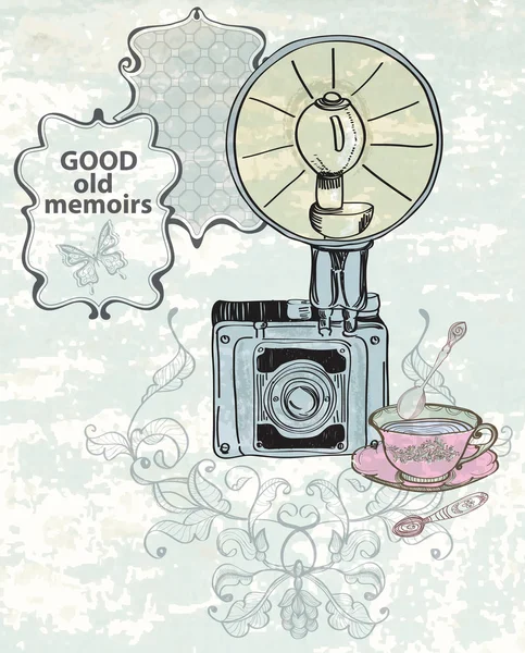 Винтажный фон с ретро-фотоаппаратом — стоковый вектор