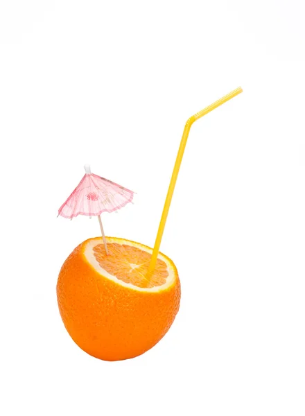 オレンジは傘とわら切開を作られて — ストック写真