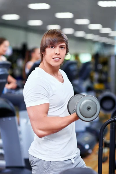 Coach with the dumbbell — Stock Photo, Image