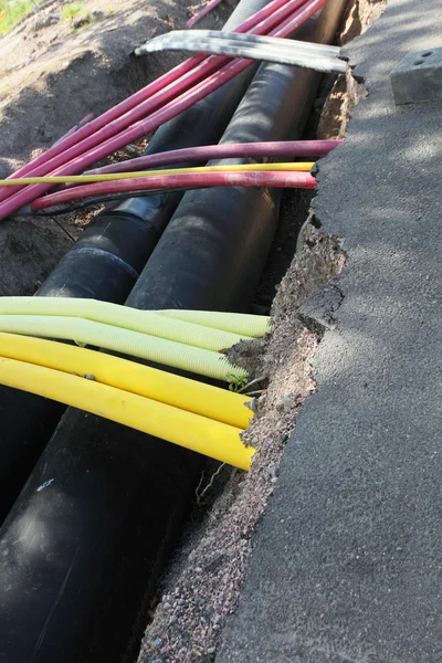 İnşaat kabloları ve su yeraltı iletişim — Stok fotoğraf