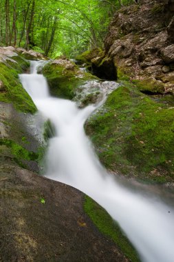 Nice small waterfall on mountain stream clipart