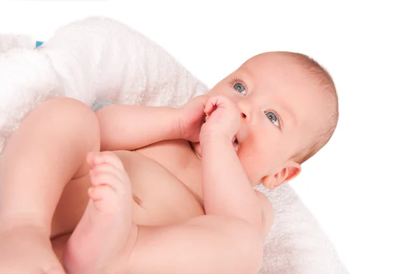 Söt baby porträtt isolerad på vit bakgrund — Stockfoto