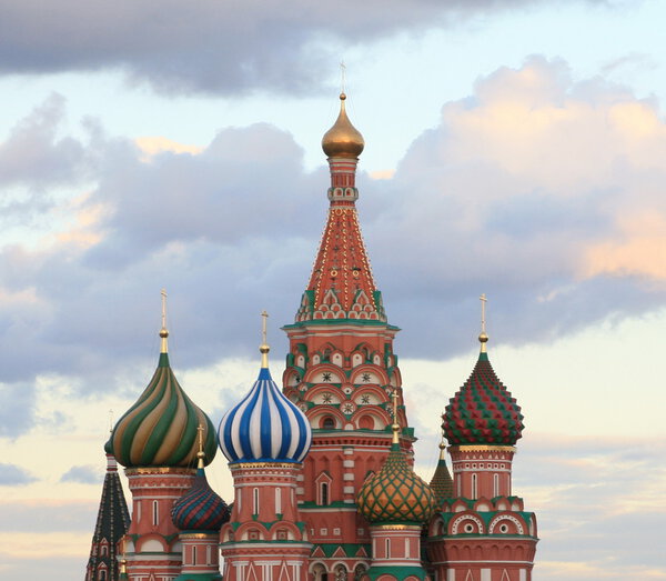 Blessed Basil cathedral in moscow close up