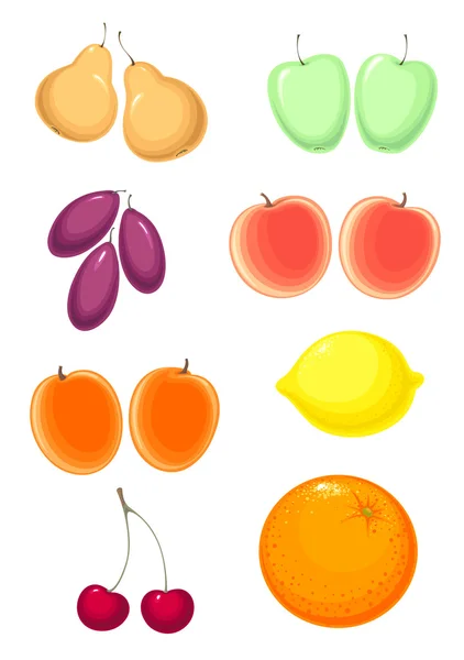 Conjunto de frutas. vector sin gradiente — Archivo Imágenes Vectoriales