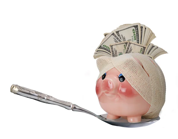 Ziek piggy bank. — Stockfoto