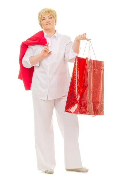 Senior woman with bag — Stock Photo, Image