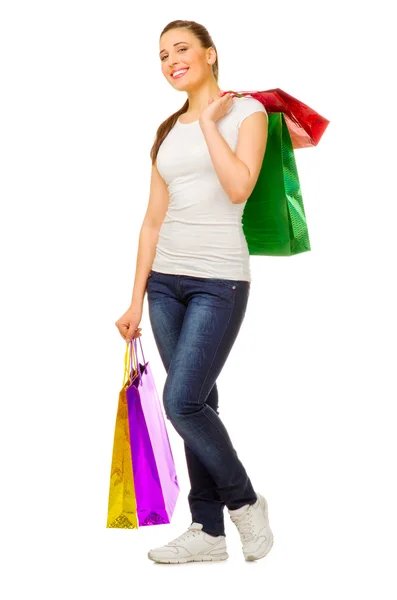 Young girl with bags — Stock Photo, Image