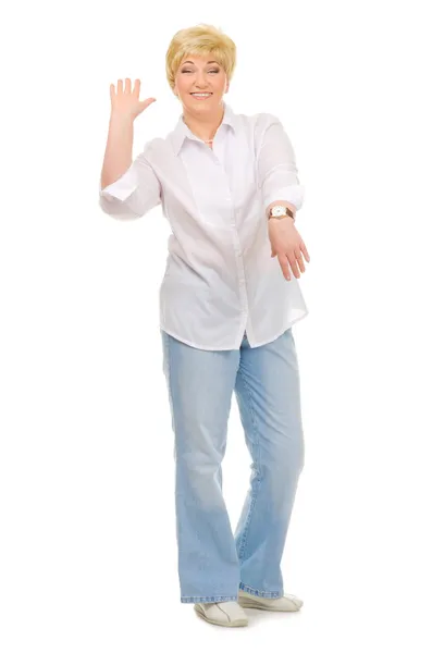 Senior woman with watches — Stock Photo, Image
