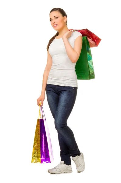 Young woman with bags — Stock Photo, Image