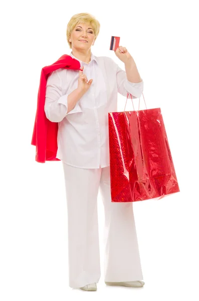 Vezető nő táska és hitelkártya — Stock Fotó