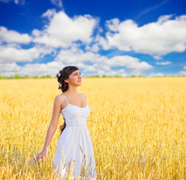 麦畑で女性 — ストック写真