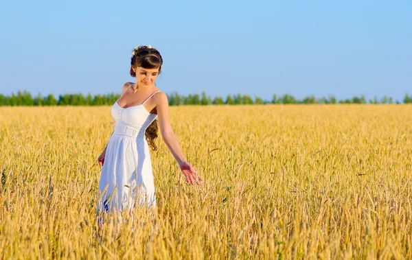 Mujer en campo de trigo —  Fotos de Stock