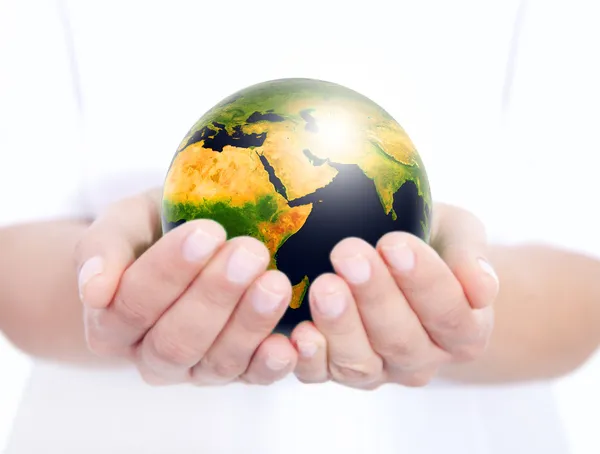 Globe holded in human hands — Stock Photo, Image