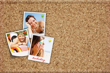 Board with holiday photos of happy joying clipart