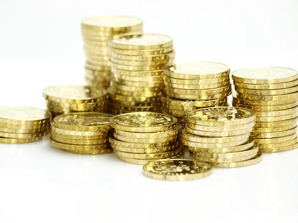 Goldtürme aus Goldmünzen — Stockfoto