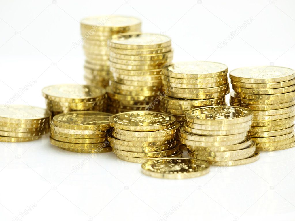 Gold towers made out of gold coins