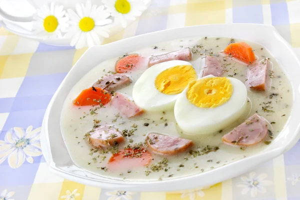 Läckra syrlig soppa med ägg — Stockfoto