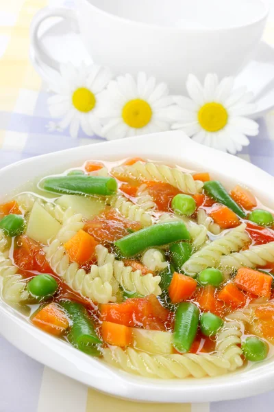 Diet vegetable soup with pasta — Stock Photo, Image